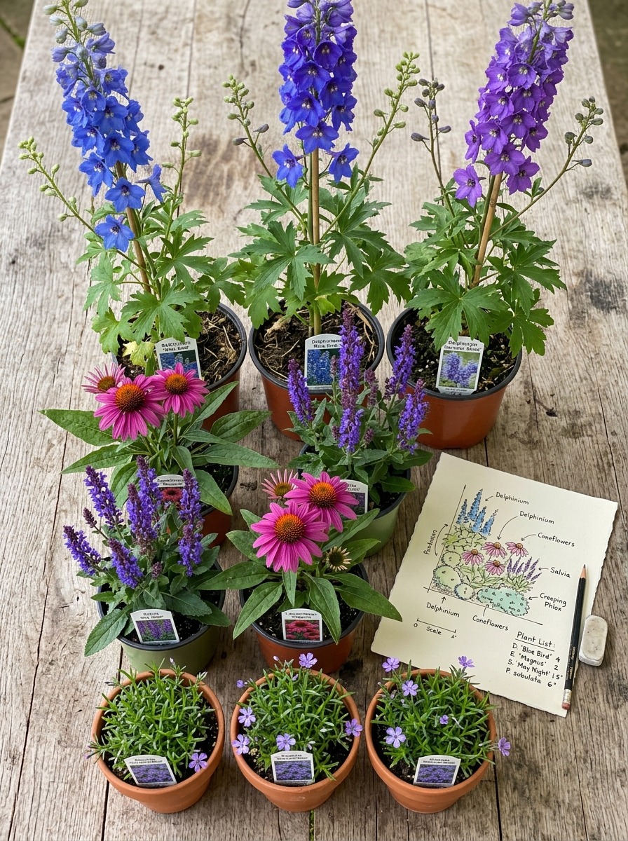 Perennial border vertical tier layering arrangement