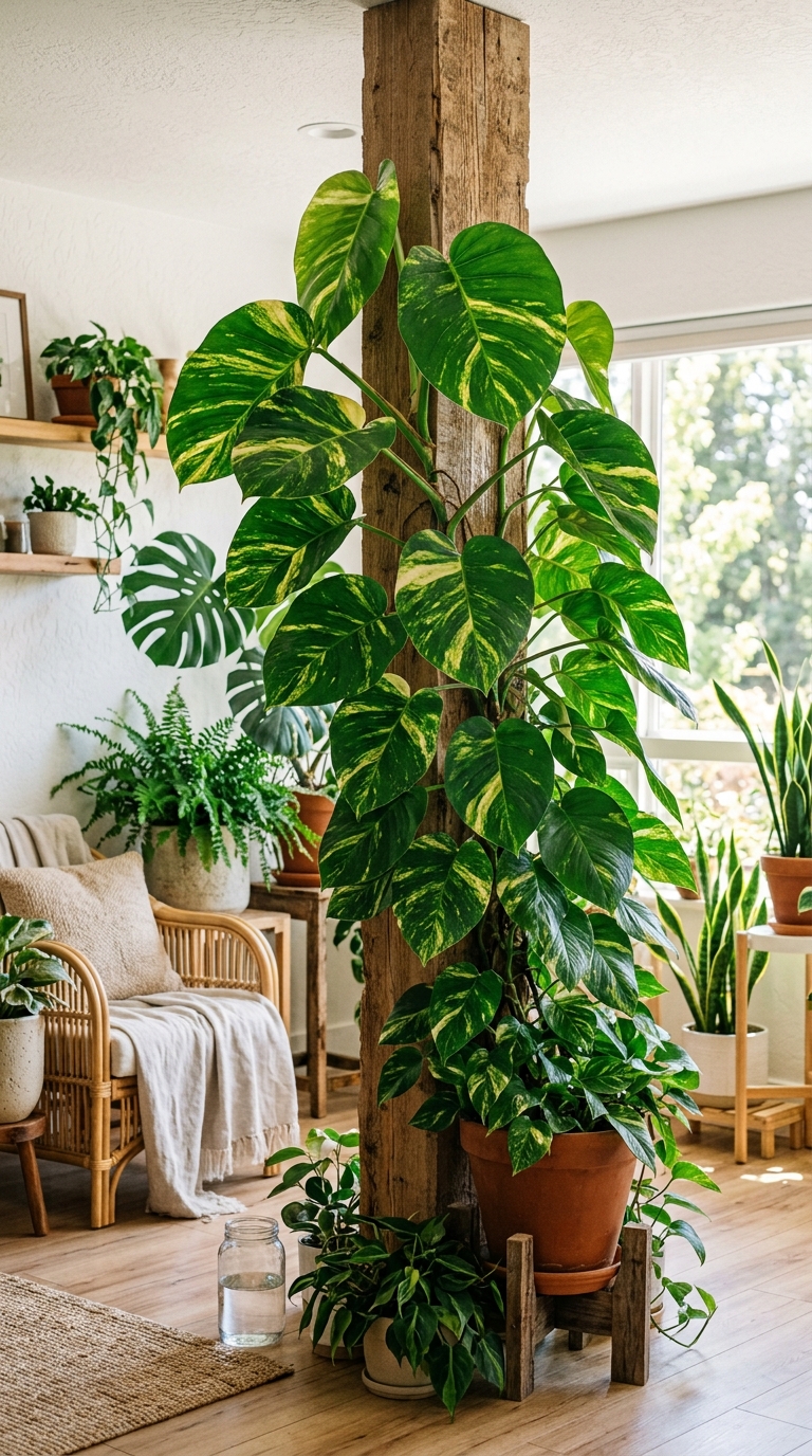 Pothos to Giant Hawaiian Form: How to Trellis Golden Pothos for Massive Leaves