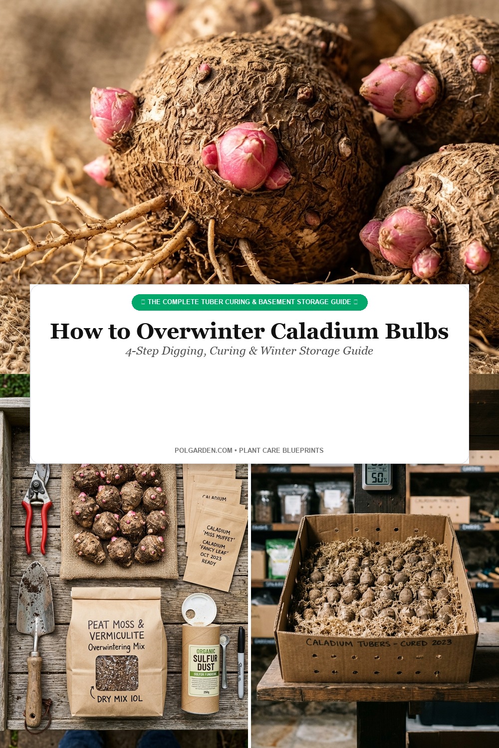 How to Overwinter Caladium Bulbs Digging Curing Storage Pinterest Pin Blueprint